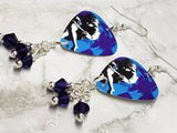 Guns n Roses Use Your Illusion II Guitar Pick Earrings with Purple Swarovski Crystal Dangles