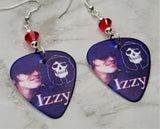 Guns n Roses Izzy Stradlin Guitar Pick Earrings with Opaque Red Swarovski Crystals