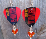 Guns n Roses Use Your Illusion Guitar Pick Earrings with Fire Opal Crystal Dangles