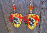 Guns n Roses Use Your Illusion I Guitar Pick Earrings with Fire Opal Swarovski Crystals