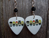 Guns n Roses Cartoons Guitar Pick Earrings with Black Pave Beads