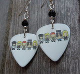 Guns n Roses Cartoons Guitar Pick Earrings with Black Pave Beads