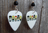 Guns n Roses Cartoons Guitar Pick Earrings with Black Pave Beads