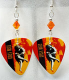 Guns n Roses Use Your Illusion I Guitar Pick Earrings with Fire Opal Swarovski Crystals
