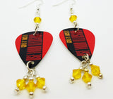 Guns n Roses Use Your Illusion Guitar Pick Earrings with Yellow Swarovski Crystals