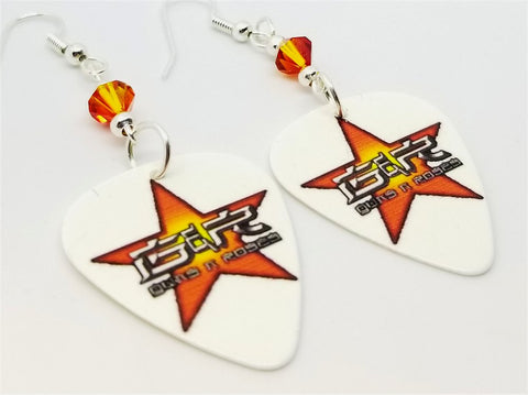 The Very Best of Guns n Roses Guitar Pick Earrings with Fire Opal Swarovski Crystals
