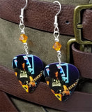 Slash Guitar Pick Earrings with Orange Swarovski Crystals