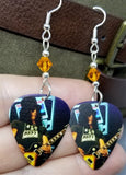 Slash Guitar Pick Earrings with Orange Swarovski Crystals