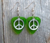 CLEARANCE Silver Peace Sign Charm Guitar Pick Earrings - Pick Your Color