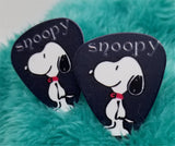 Snoopy on Black Guitar Pick Cufflinks