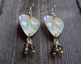 Flowerscape Guitar Pick Earrings with Olivine Swarovski Crystals