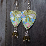 Flowerscape Guitar Pick Earrings with Olivine Swarovski Crystals
