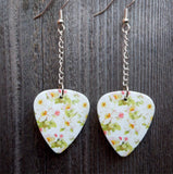 Dangling Flowered Guitar Pick Earrings