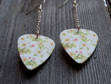 Dangling Flowered Guitar Pick Earrings