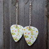 Dangling Flowered Guitar Pick Earrings