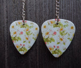 Dangling Flowered Guitar Pick Earrings