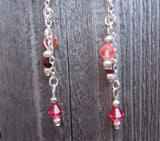Pink Cherry Blossom Guitar Pick Earrings with Swarovski Crystal Dangles
