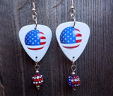 American Flag Ball Guitar Pick Earrings with American Flag Pave Beads
