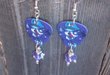 Gangster Panda Guitar Pick Earrings with Purple Swarovski Crystal Dangles