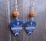 Rock Forever Guitar Pick Earrings with Tan Pave Beads