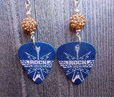 Rock Forever Guitar Pick Earrings with Tan Pave Beads