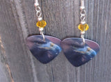 Golden Eagle Guitar Pick Earrings with Yellow Swarovski Crystals