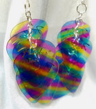 Rainbow Stripes Cascading Guitar Pick Earrings