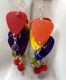CLEARANCE Cascading Rainbow Guitar Pick Earrings with Pave Beads