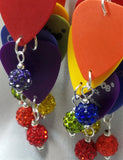 CLEARANCE Cascading Rainbow Guitar Pick Earrings with Pave Beads