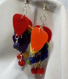 CLEARANCE Cascading Rainbow Guitar Pick Earrings with Pave Beads
