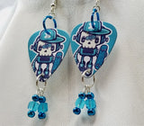 Skateboarding Skeleton with Baseball Cap and Bandaid Guitar Pick Earrings