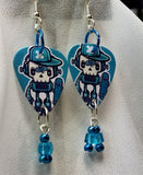 Skateboarding Skeleton with Baseball Cap and Bandaid Guitar Pick Earrings