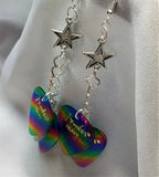 Star Top with Rainbow Stripes Guitar Pick Earrings Cascades