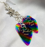 Star Top with Rainbow Stripes Guitar Pick Earrings Cascades