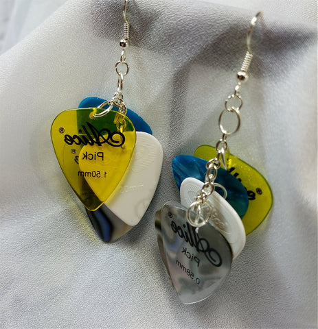 Cascading Multiple Color Guitar Pick Earrings