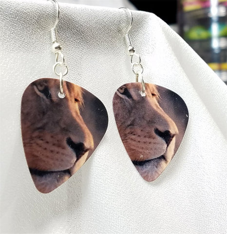 Lion Profile Guitar Pick Earrings