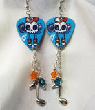 CLEARANCE Rockin' Skull with Boombox Guitar Pick Earrings with Swarovski Crystal and Charm Dangles