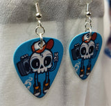 Rockin' Skull with Boombox Guitar Pick Earrings