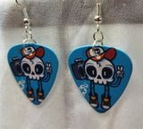 Rockin' Skull with Boombox Guitar Pick Earrings