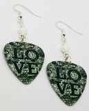 Love Emojis Guitar Pick Earrings with White Swarovski Crystals