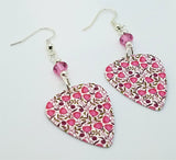 Beautiful Pink Flowers Guitar Pick Earrings with Pink Swarovski Crystals