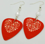Musical Heart Guitar Pick Earrings with White Swarovski Crystals