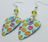 Macaroon Guitar Pick Earrings with Green Swarovski Crystals
