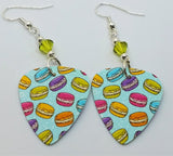 Macaroon Guitar Pick Earrings with Green Swarovski Crystals