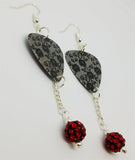 Black Lace Roses Guitar Pick Earrings with Black and Red Pave Bead Dangles