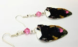 German Shepherd Guitar Pick Earrings with Pink Swarovski Crystals