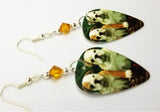 Bulldog Puppies Guitar Pick Earrings with Topaz Swarovski Crystals