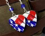American Flag Guitar Pick Earrings with Blue Swarovski Crystals