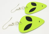 Alien Green Face Guitar Pick Earrings