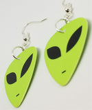 Alien Green Face Guitar Pick Earrings